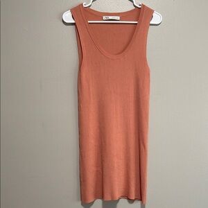 Zara Ribbed Sleeveless Knit Dress in Terracotta